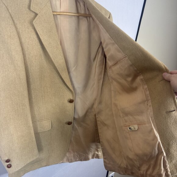 Chester Scott Armstrong’s Men 38 Camel Wool Blazer Elbow Patches Vintage - Picture 6 of 9